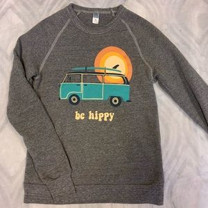 Gray "be hippy" Thick Longsleeve T-Shirt